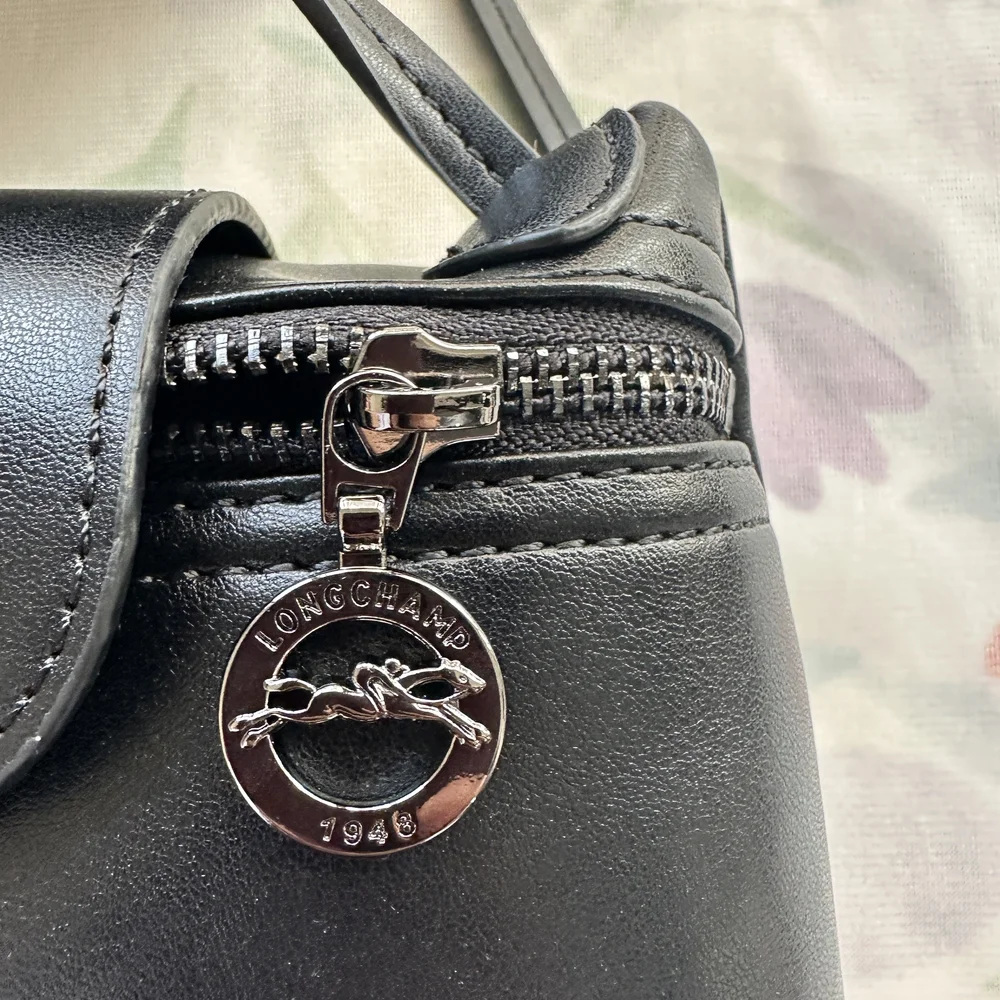 Longchamp Le Pliage Xtra Mini Black Leather Crossbody Bag - Picture 6 of 9